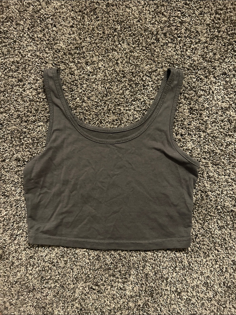 SHEIN Charcoal Grey Scoop Neck Crop Top